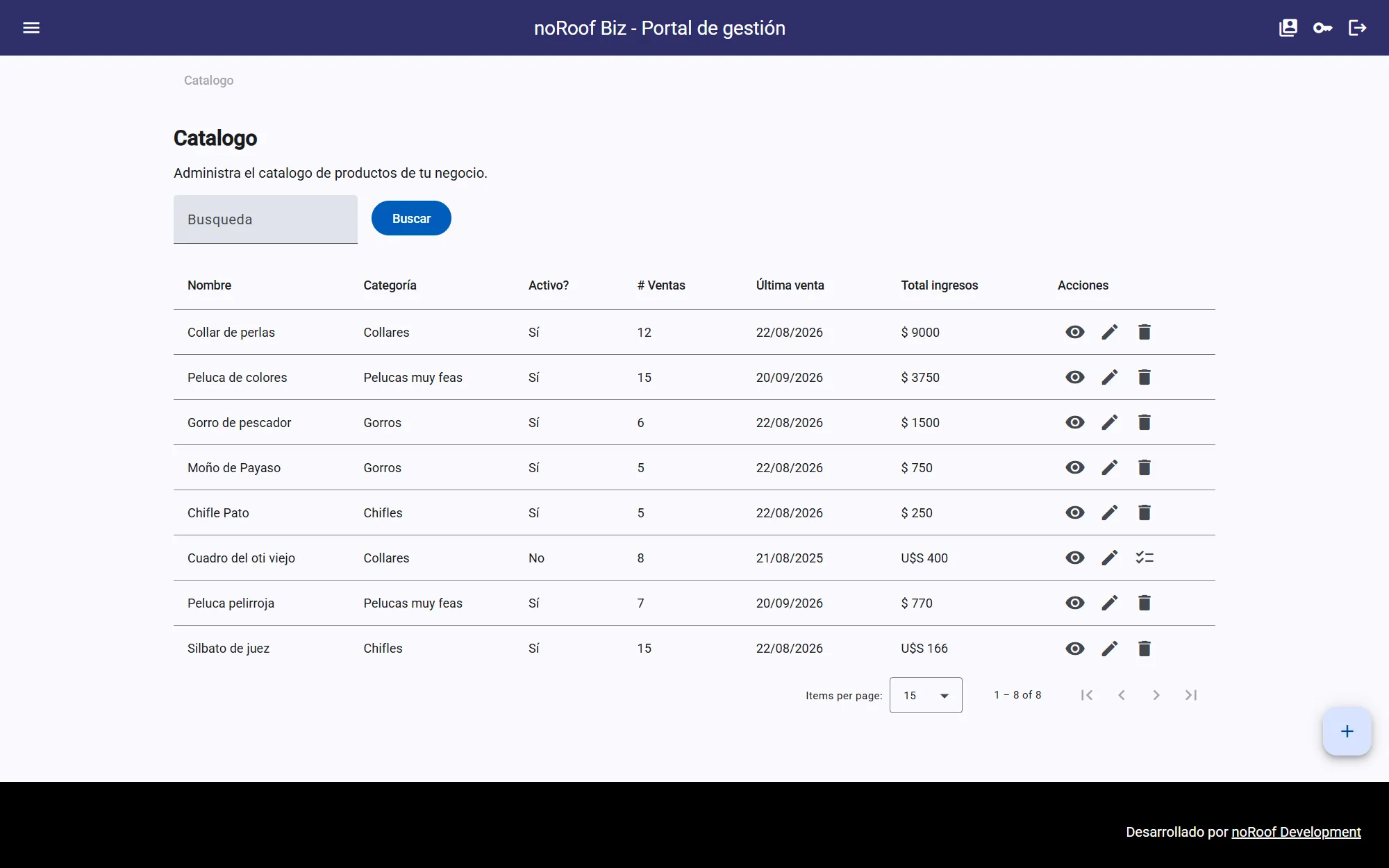 Catalog list screen
